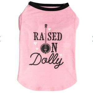 Dog T Shirt Dolly Parton Medium Cat Pet Doggy Parton Pink Raised On Dolly Tee B3